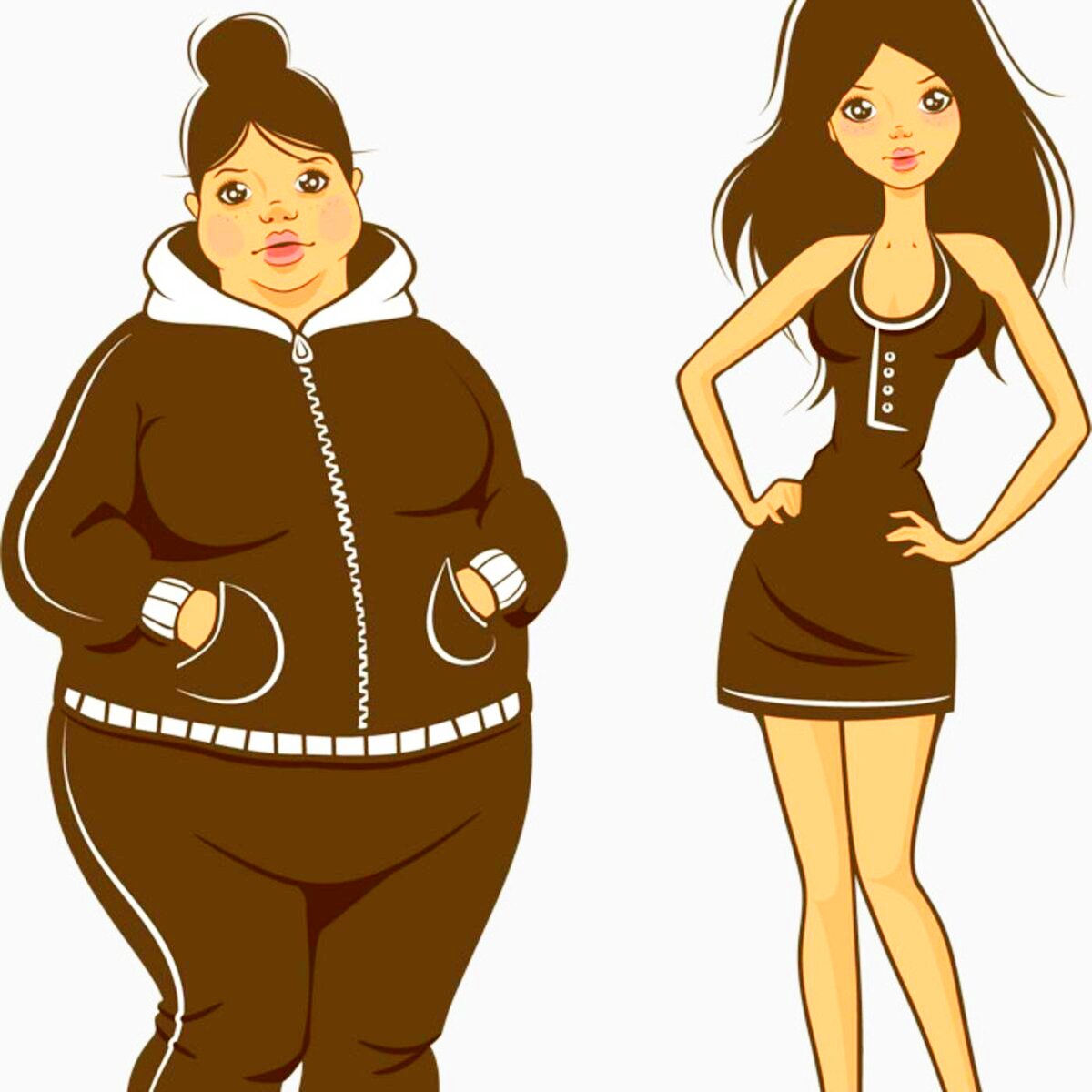 Быть толстой или худой. Толстый и худой. Толстая и худая женщина. Похудение мультяшное. Толстый и худой человек.